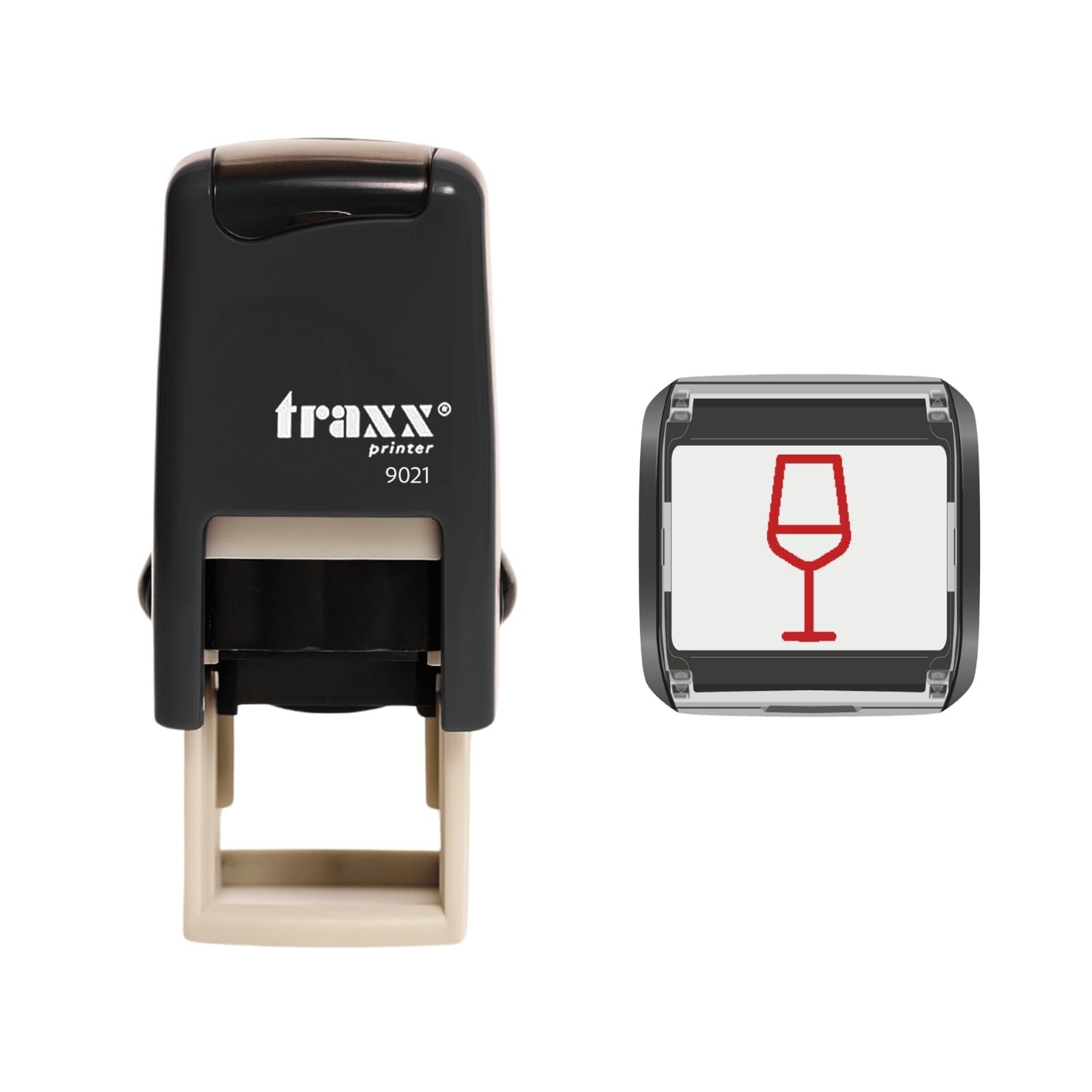 Traxx 9021 Loyalty Card Self Inking Rubber Stamp Cocktail Wine Cafe Bar *A Red Glass of Wine Design*