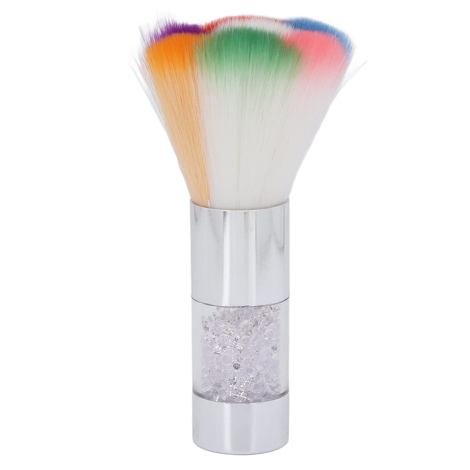 Colorful Makeup Brush,Travel Kabuki Brush for Blusher Loose Powder,Nail Art Powder Cleaning Brush Cosmetic Tool (small)(Silver)