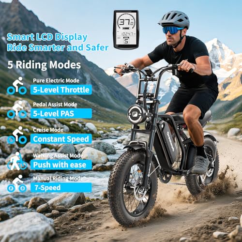 GREATWORK 2500W Peak Electric Bike for Adults, 1200Wh Removable Battery, Max 37MPH & 100 Miles Electric Dirt Bike with F - Additional View