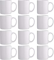 GBHOME 12oz Off White Ceramic Coffee Mug Set of 12 - Large Handle, Stackable, Dishwasher Microwave Safe for Latte Cappuccino Cocoa