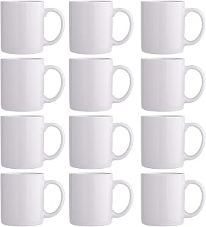 GBHOME 12oz Off White Ceramic Coffee Mug Set of 12 - Large Handle, Stackable, Dishwasher Microwave Safe for Latte Cappuccino Cocoa