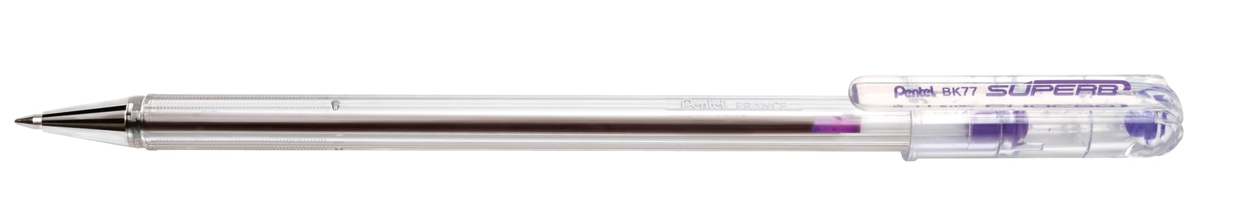 Pentel Superb Ballpoint Pen Bk77 Fine - Bk77-V Violet / Pack of 12 - Refillable Ballpoint Pen