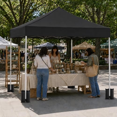 Image of 10x10 Canopy Replacement Top, Heavy Duty Pop Up Tent Cover(Top Only)(Black)