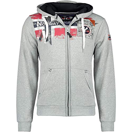 Geographical Norway FESPOTE Men - Sudadera Bolsillo Canguro Hombre - Sudadera Logotipo Hombre - Hoodie Manga Larga Capucha Hood - Sudadera Invierno Capucha Cremallera Sweat (Gris XL)
