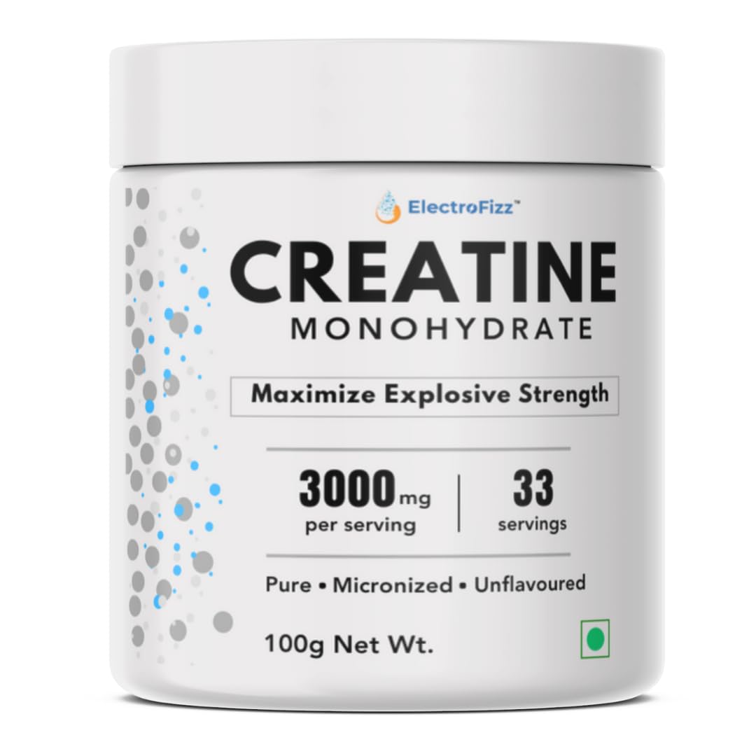Pure Micronised Creatine Monohydrate (Unflavoured, 33 Servings) | Scientifically Researched to Build Muscle, Boost Strength & Enhance Performance- 100 gm Pack