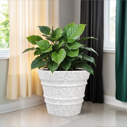 Image of YUCCABE ITALIA Fox B BR 18 Inch White Planter Pot Big Flower Pot for Balcony, Home & Garden Plants