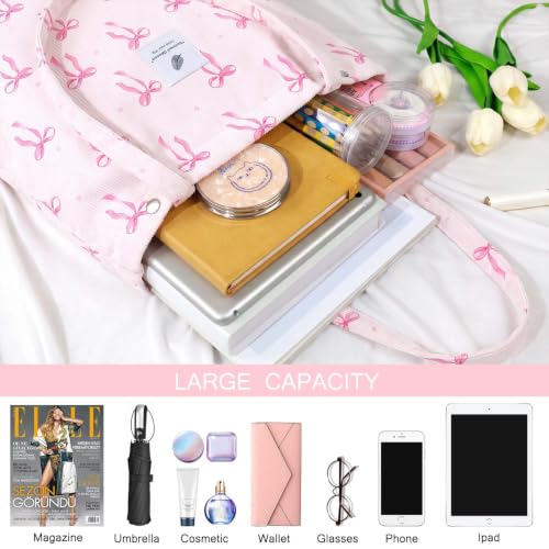 Image of Ayieyill Corduroy Tote Bag for Women Canvas Shoulder Cord Purse with Inner Pocket