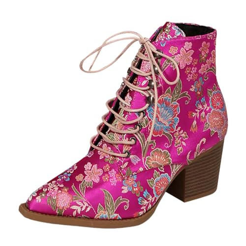 Bottines bout carré pour femme avec chaussures talons square à lacets