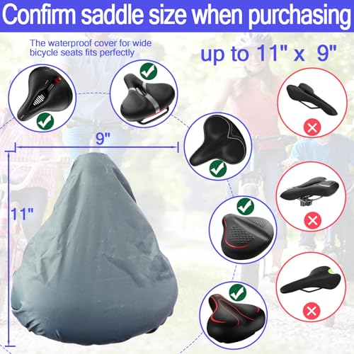 Image of Waterproof Bicycle Seat Covers Dustproof Rainproof UV-Resistant and Windproof Easy to Install and Clean Reusable Suitable for Men's and Women's City Bike and Wide Seats(2pcs Gray)