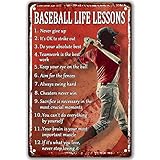 Retro Baseball Tin Sign Vintage Baseball Decor For Boys Room Baseball Life Lessons Metal Signs Motivational Workout Baseball Sports Posters For Boys Bedroom Never Give Up Wall Art Decor Personalized Baseball Gifts Red Decorations For Home Bar Classroom Sign 8 X 12 Inch