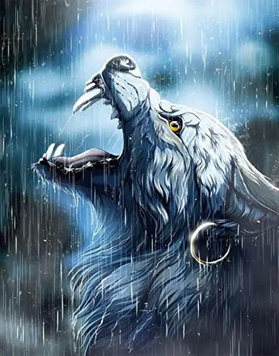 QENSPE Diamond Painting, Broderie Diamant Kit Complet Peinture Diamant Adulte Diamond Painting Loup Diamant Painting Animaux Tableau Diamant Kit Complet Adulte Diamond Painting Strass Complet 30x40cm Cover