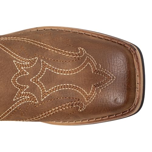 Image of SheSole Women's Square Toe Mid-Calf Western Cowgirl Boots with Cutout & Stitched Embroidery, Chunky Block Heel Fashion Cowboy Boots for Concert Daily