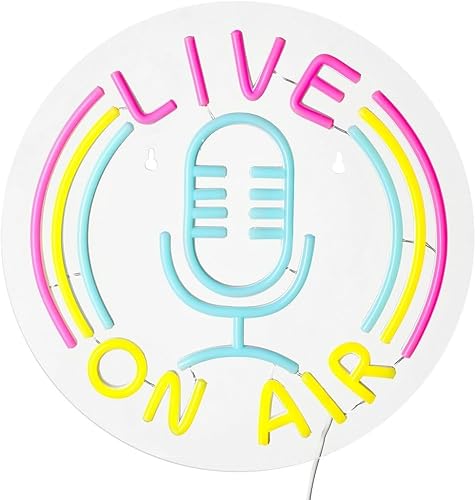 Miniatura 2 de Homaisson ON AIR - Letrero de neón con micrófono en aire, señal de advertencia alimentada por USB, luz LED, letrero de neón LED para montaje en
