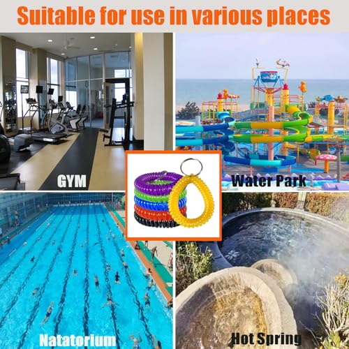 Pack of 6 Colorful Spring Spiral Wrist Coil Key Chain, Wristband Key Ring4