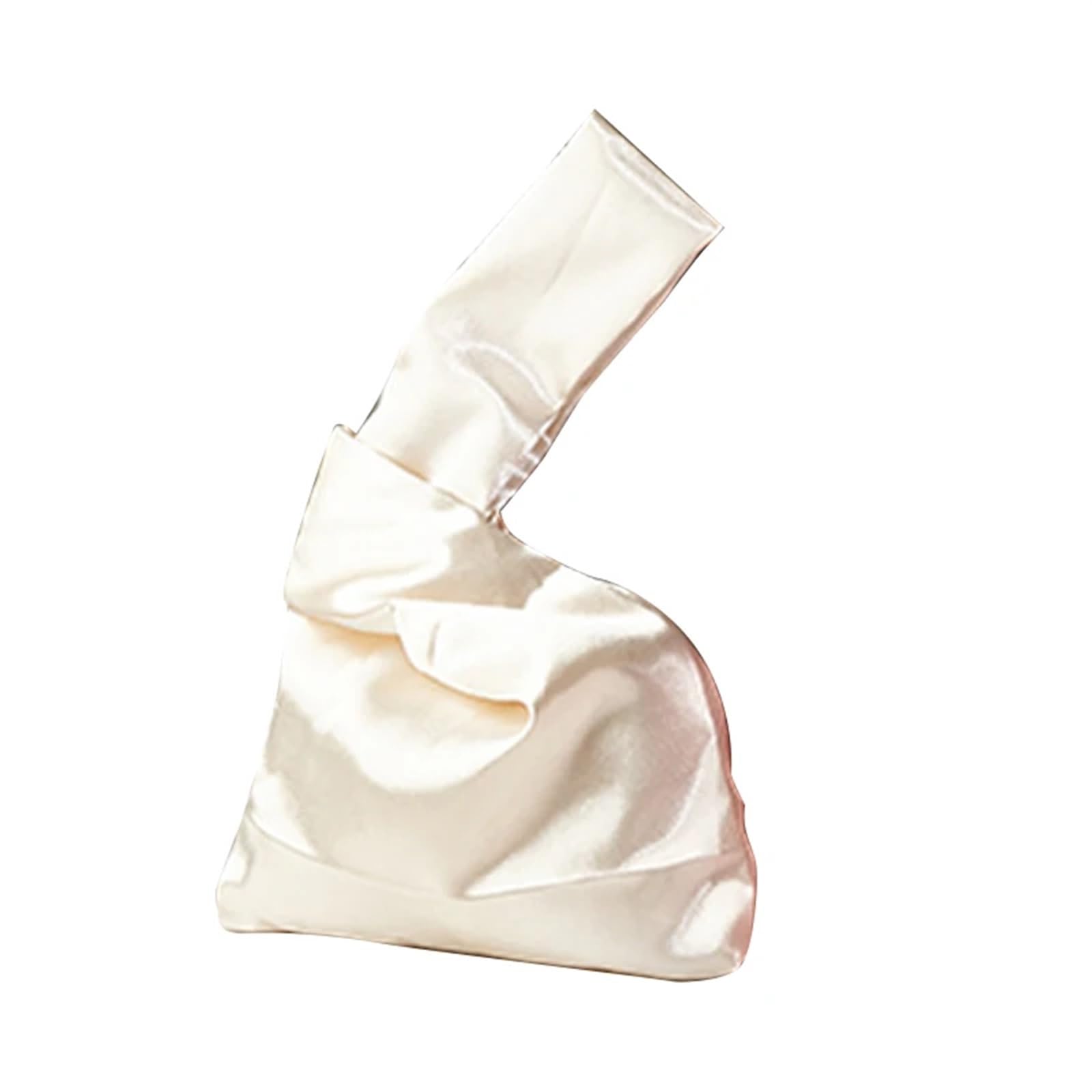 Zpfdsg Women's Cream White Wrist Knot Bag Handbag Wrist Bag Mini Knot Vintage Silk Tote Bag Casual Color Student Reusable Folding Shopping Bag(Cream White)