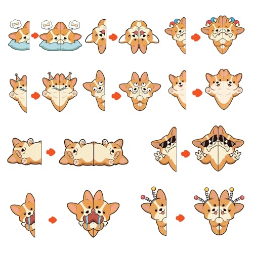 TheClover Peeking Corgi Magnetic Bookmarks – Set of 10 Cute Dog Page Clips, Fun Corgi Gifts for Book Lovers, Creative Reading Accessories for Office and Journals