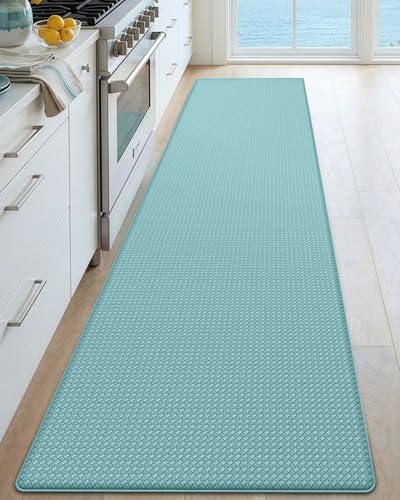 DEXI Kitchen Floor Mats Cushioned Anti Fatigue,17x79,Long Standing Runner Rug Waterproof, Comfort Memory Foam Padded for Front Sink Laundry, Turquoise