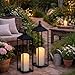22'' 19'' Large Lanterns Decorative Outdoor Indoor, Set of 2 Black Metal Candle Lanterns Modern Farmhouse Floor Lanterns Decorative for Home Decor, Mantle, Fireplace, Patio, Porch, Garden