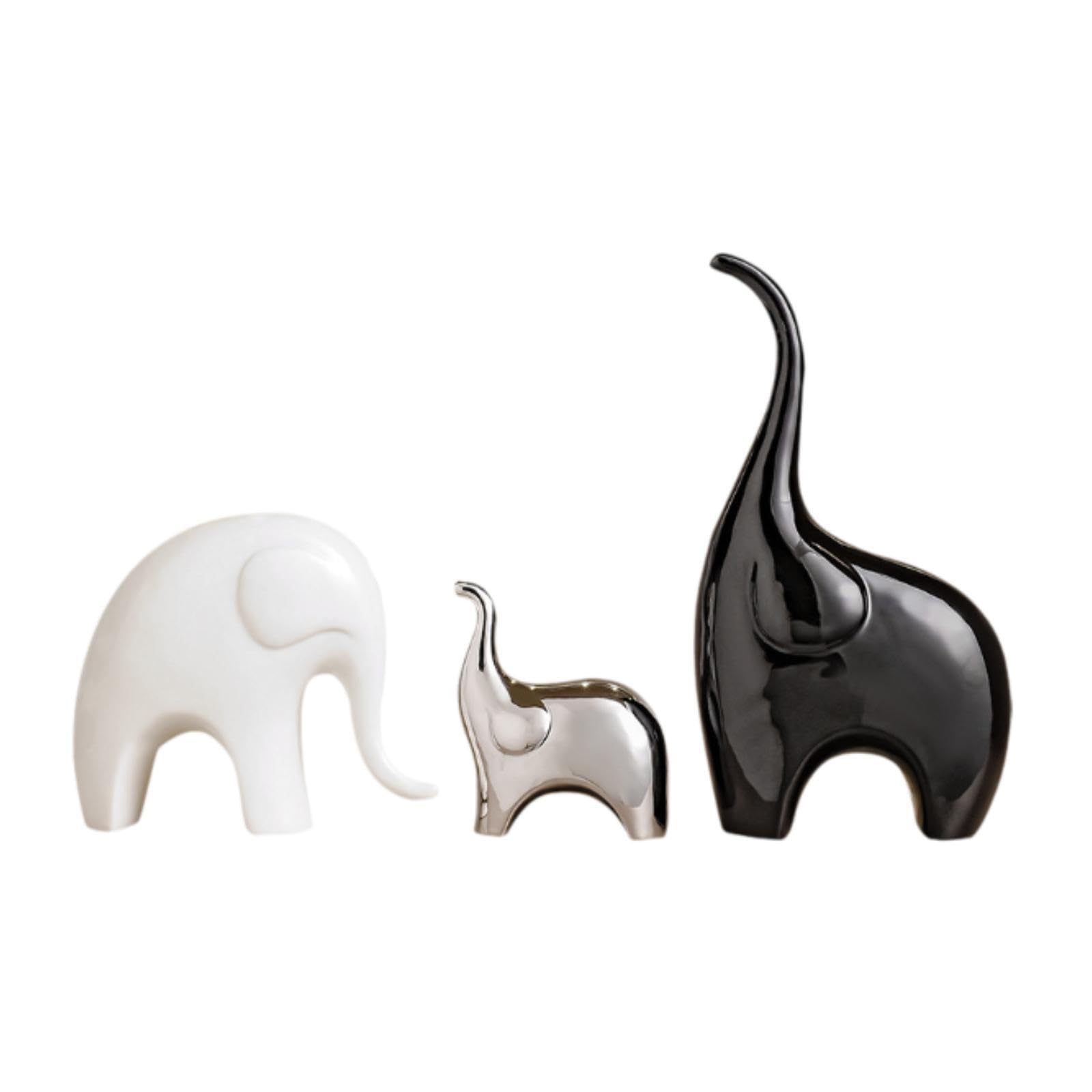 TWISAXC 3pack/lot Modern Ceramic Elephant Figurine Elegant Collectibles For Office Or Dining Table Elephant Statue TV Cabinets