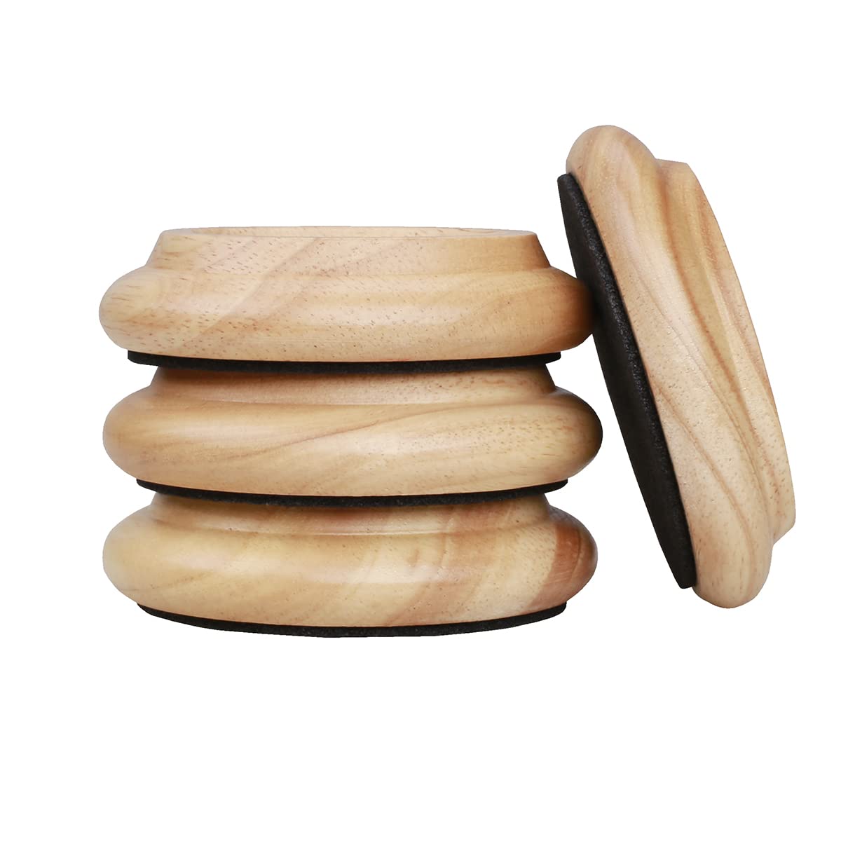 Kingpoint Piano Caster Cups-Oak Natural Piano Caster Cups Furniture Floor Felt Pad Cups Hardwood Coasters Anti-Sliding Floor Protectors Feet Protector Pads For All Floors & Wheels Of Furniture, Sofas And Bed