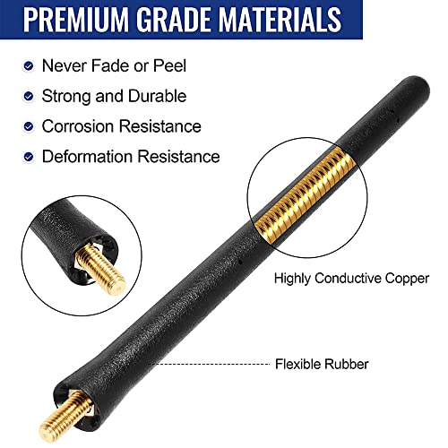Image of BASIKER Short Antenna Fit for Toyota Tundra Tacoma FJ Cruiser 1995-2026 | 6 3 /4 Inch, Car Wash Proof, EPDM Rubber Antenna Replacement, Screw Included, Upgrade Pickup Truck Off-Road Radio Accessories