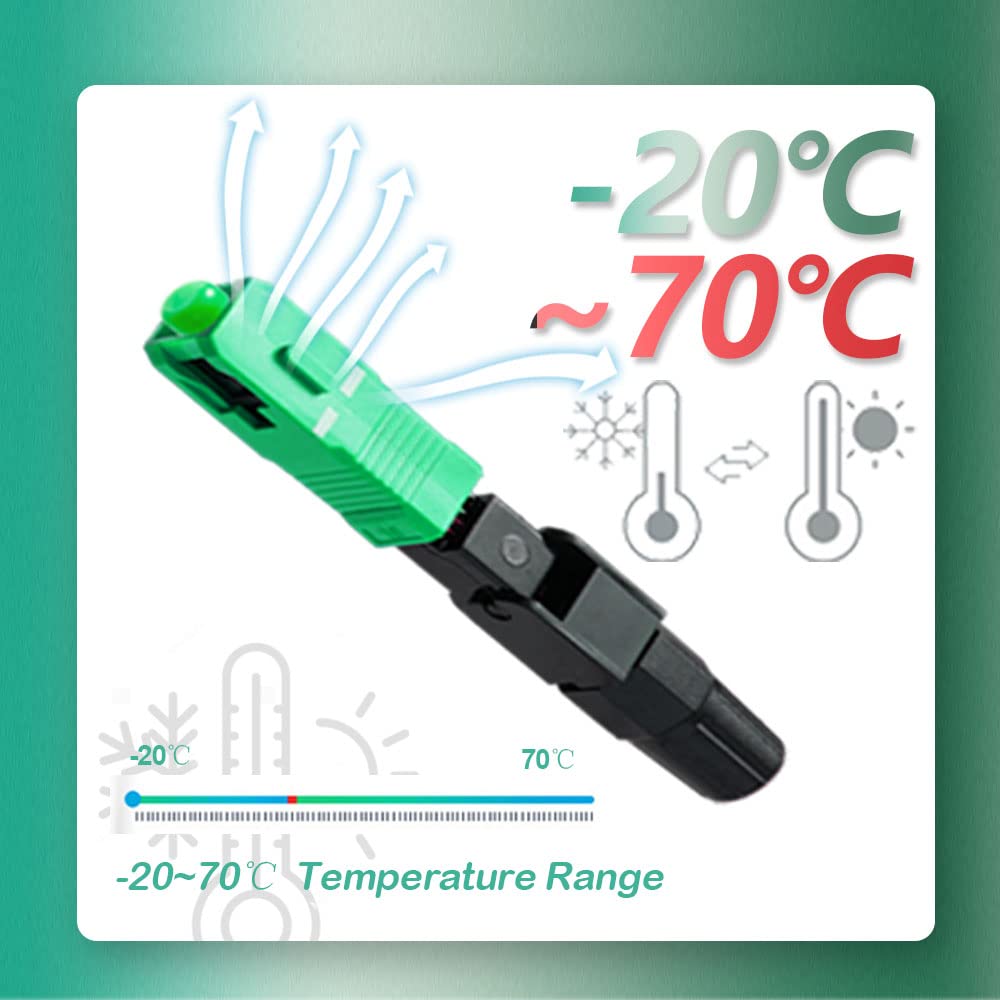 100 Pcs SC Fiber Optical Fast Cold Connector, Single Mode Quick Assembly Adapter Plug for FTTH,CATV etc., (SC-APC)