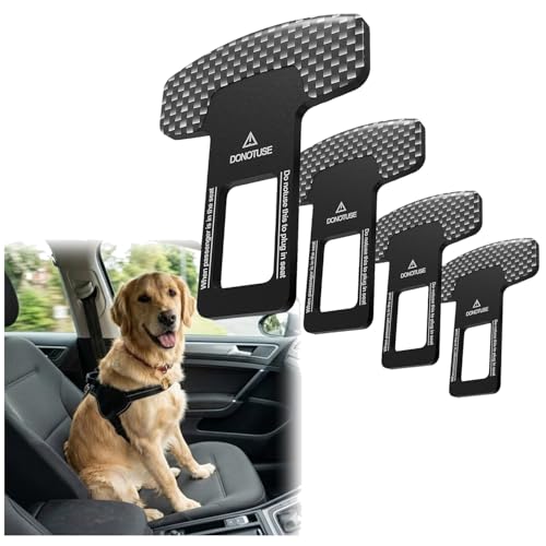 Dog Belt Adjustable Nylon Car Safety Leash Black Seat Metal Clip (4PACK)