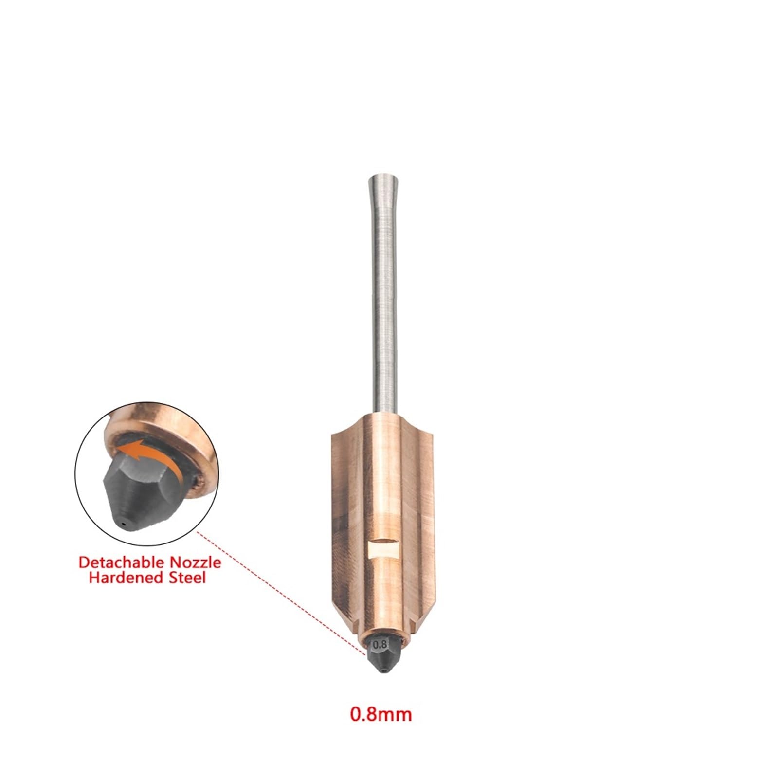 Adecuado for boquilla de acero endurecido bimetálico de 0,25 mm, 4 mm, 6 mm, 8 mm, piezas de impresora 3D desmontables mejoradas(0.8mm nozzle,4 pcs)