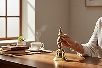 Vista 2 de Wonderlist Handicrafts Campana de Pooja de latón con dioses sentados en la parte superior (Hanuman)