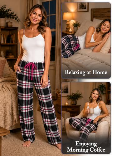 Image of Ashford & Brooks Women's Super Soft Flannel Plaid Pajama Sleep Pants