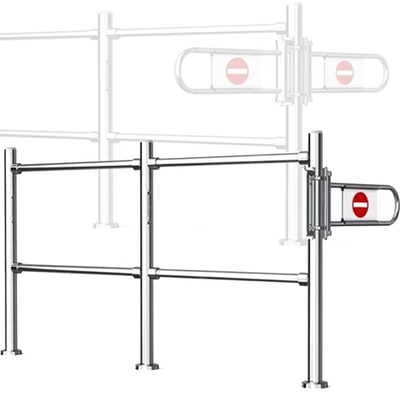 Supermercado Puerta Mostrador Unidireccional Metálica, con Resorte Cajero Puertas De Seguridad Entrada, Pequeña Cierre Puertas Batientes para Biblioteca(Silver,200X100CMX6.3CM/B)