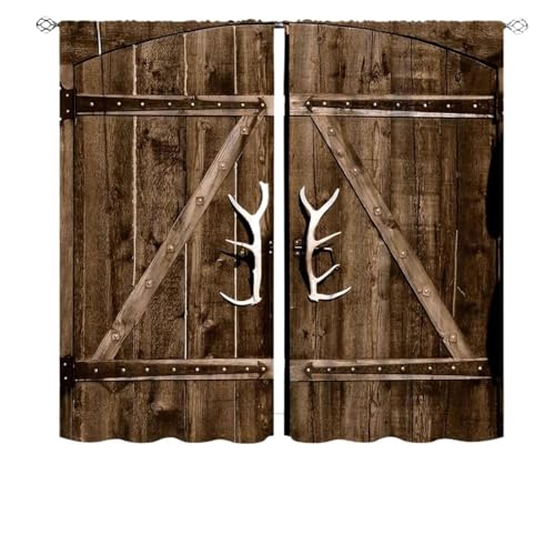 VMDVBNA Visillos Cortos Estilo rústico Moderno con Flores Retro de Primavera y Mariposas, Ideal for Casas Campo. Ventana pequeña(Color-10,53x116CM-2PC)