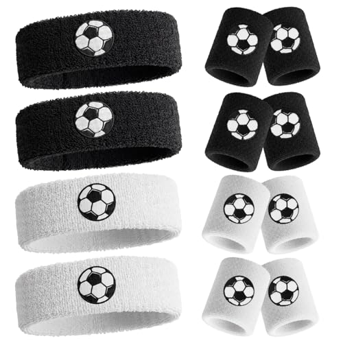 Image of Civaner 12 Pcs 80 90s Neon Sweatbands Soccer Baseball Headbands Wristband Set for Men Women Party Cotton Headbands Terry Cloth Athletic Sweat Bands for Tennis Football Gym Outdoor