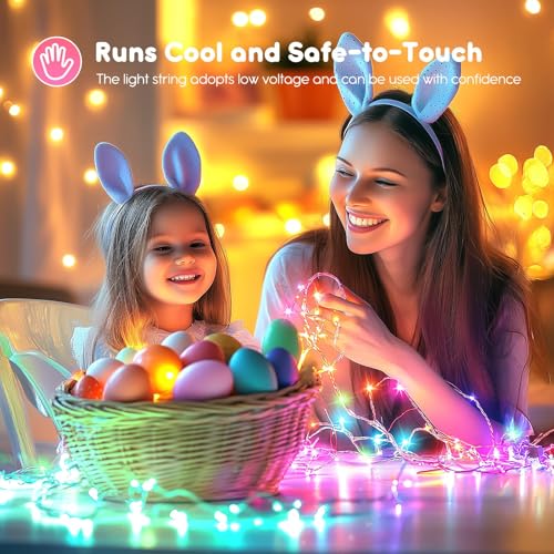Image of Brightown 12 Pack Easter Day Pastel LED Fairy Lights Battery Operated - Waterproof Silver Wire 7 ft 20 LED Firefly Lights for Easter Day Decor DIY Craft Party Bedroom