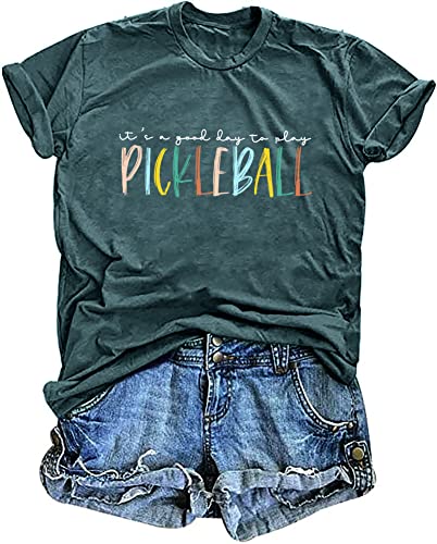 Women's Pickleball Graphic T-Shirt - Player Gift Tee, Short Sleeve Top, Green