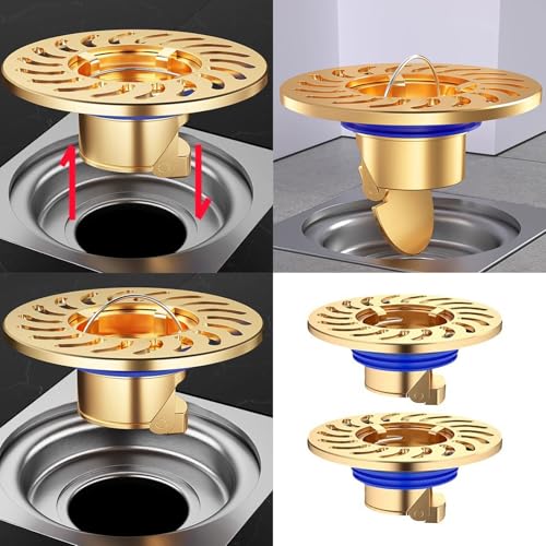 2 piezas cubiertas de desagüe antiolor de cobre para piso miniatura 2