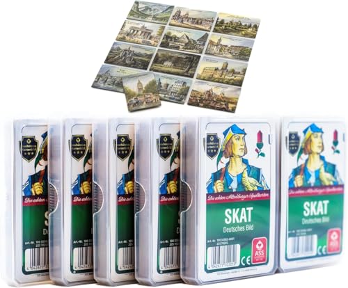 10x Skat Kartenspiele + 1x BILDMAGNET! Deutsches Blatt Karten Spiel für Bridge Canasta Poker Romme Kartendeck Altenburger Spielkarten Skatkarten Skatblatt Kartenspiel