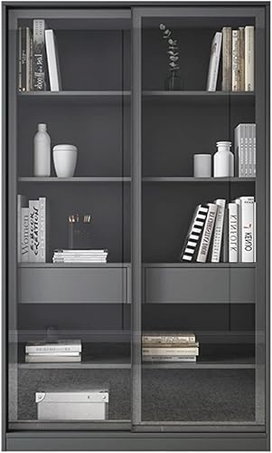 Miniatura 8 de moisture Estantería de piso a techo con puerta corrediza de vidrio, gabinete de almacenamiento adecuado para sala de estar, dormitorio, estudio y