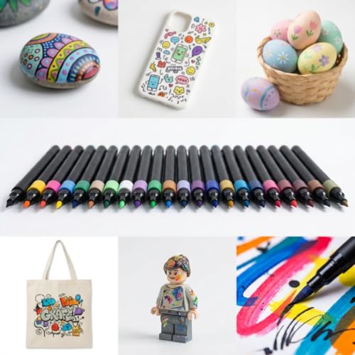 Image of SMILE Professional 36 Colors Acrylic Marker Pen Set - Multi Surface Paint Pens for Rock, Glass, Canvas, Wood, Ceramic, DIY Craft & School Projects