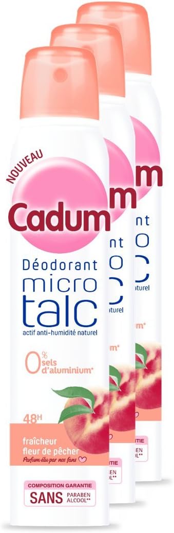 Cadum Micro Powder Deodorant 48H Fresh Peach Blossom 200 ml – Pack of 3