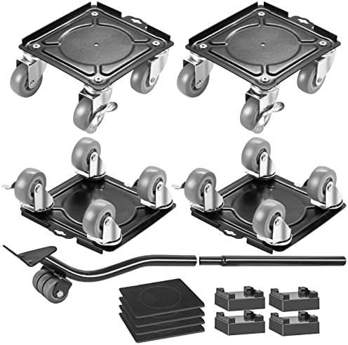 Heavy Furniture Roller Move Tools with 4 Wheels Carbon Steel Material Movers Dolly and Furniture Lifter Set,360 Degree Swivel Universal Wheels with 2 Brakes, Max Up for:3858lbs/1750kg