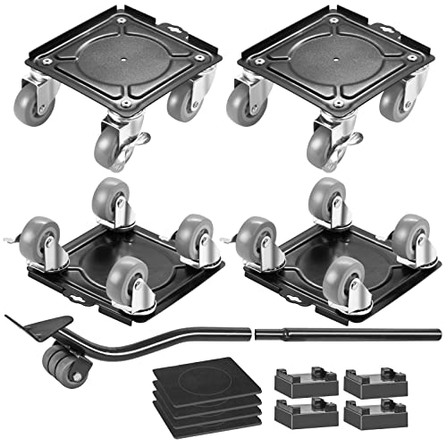 Heavy Furniture Roller Move Tools With 4 Wheels Carbon Steel Material Movers Dolly And Furniture Lifter Set,360 Degree Swivel Universal Wheels With 2 Brakes, Max Up For:3858Lbs/1750Kg #TOP24
