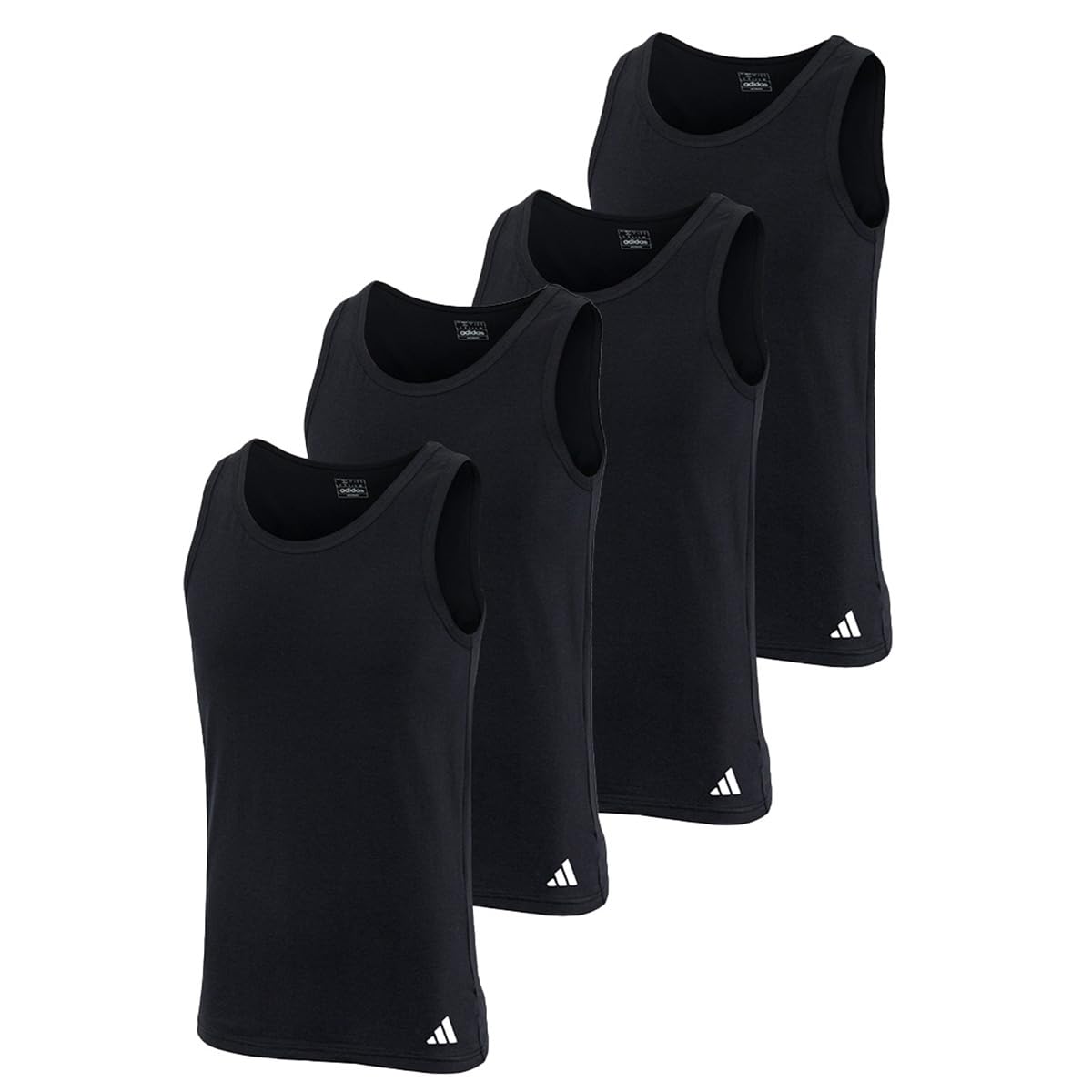 Adidas Lot de 4 débardeurs en coton pour homme, Noir , XL