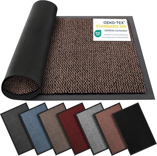 Image of BLADO Washable Door Mats Indoor & Outdoor - Non-Slippery Heavy Duty Doormats Indoor - Stylish & Large Rubber Door Mat - Perfect Dust Grabbing Outdoor & Indoor Door Mat (Brown, 40cm x 60cm)