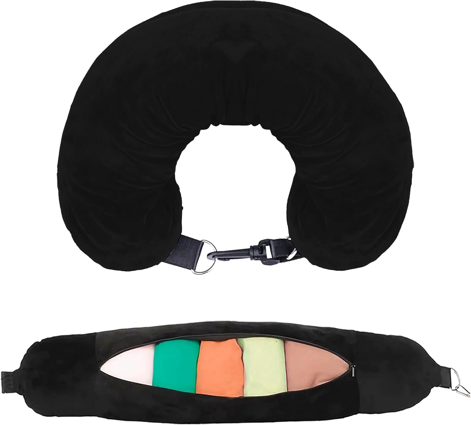 Neck Pillow for Traveling Stuffed Neck Pillows with Extra Clothes Multifunctional Tube Pillow Storage Bag - Avoid Baggage Fees Long Flight & Car Stuff