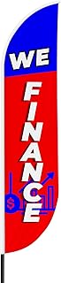 We Finance Sign feather flag for Outdoor by Mavis Print | 11.5 FEET Long Polyester Outdoor Banner Flag for Easy Hang | HD Print Swooper I Flag Only for Insurance Advertising | Made in USA I Flag Only