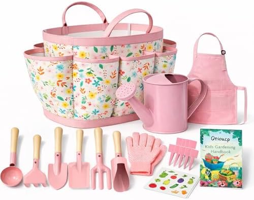 Qtioucp Kids Gardening Set 14Pcs Garden Tools with Tote Bag,Water...
