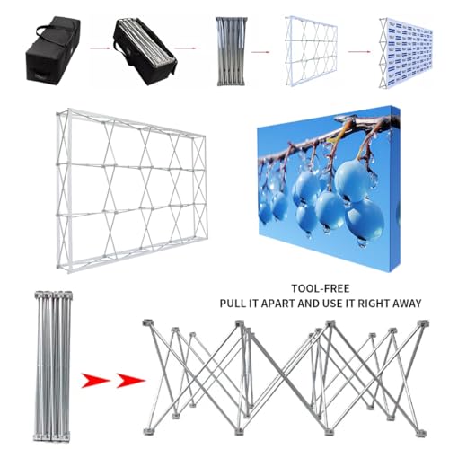 Customize Collapsible Pop Up Display Stand with Tension Fabric Banner for Trade Show Display Backdrop Booth,Exhibition,Conference,Weddings,Parties,Stores 7.5x10FT(Frame&Banner)
