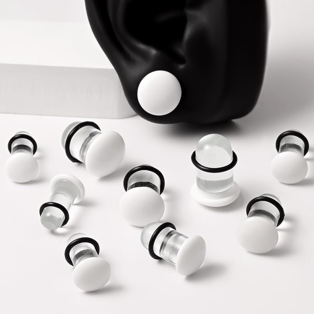 DOEARKO 18 PCS/10 PCS Glass Ear Gauges Stretching Kit Plugs Comfy Stretching Fashion Body Piercing gauge stretching kit 16G-00G