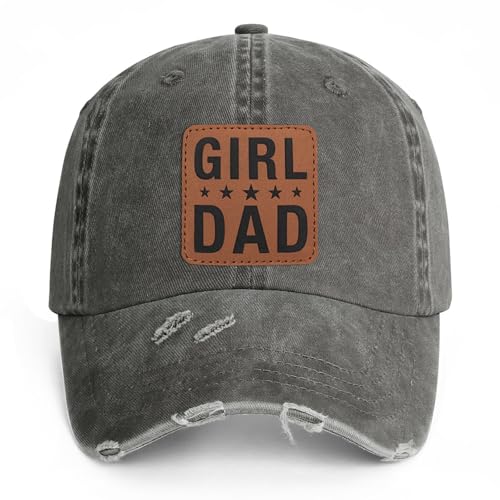 Image of Girl Father Daddy Dad Leather Patch Hat Birthday for Dad Papa from Daughter Son Adjustable Trucker Hat